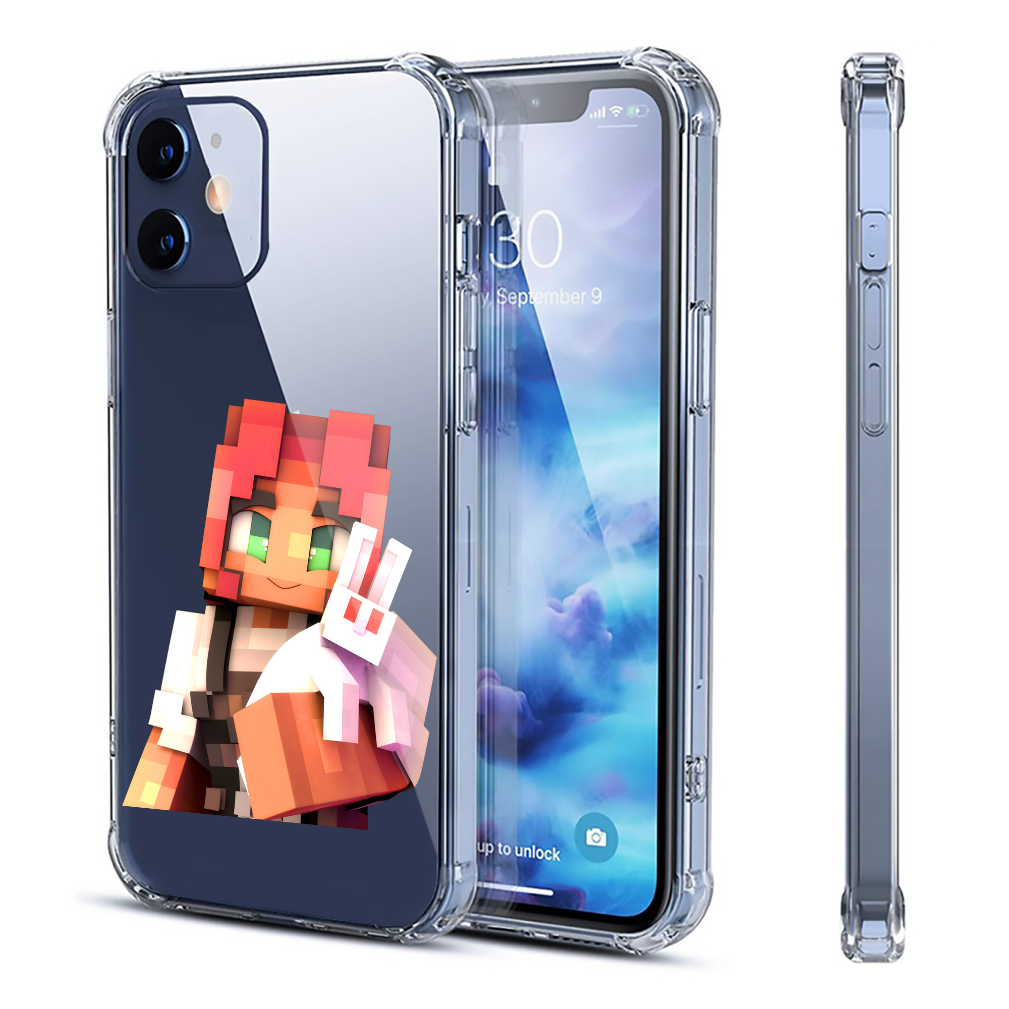 （画像用） マインクラフト ブロックの世界 Minecraft MC Block world 【iPhone 12シリーズ対応】透明スマホケース（クリアソフトケース）